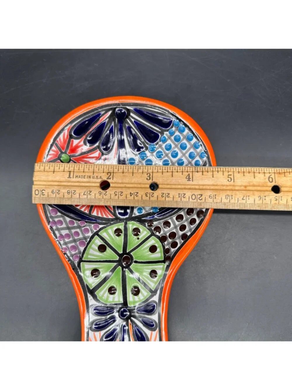 Talavera Mexico Pottery Spoon Rest Floral Colorful Hanging Mexican Folk Art